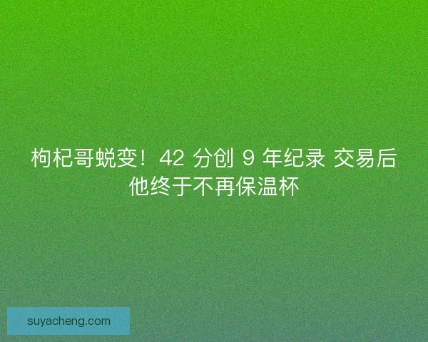 枸杞哥蜕变！42 分创 9 年纪录 交易后他终于不再保温杯