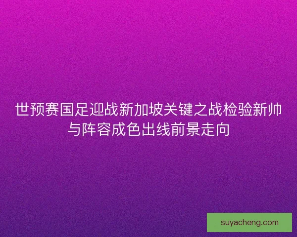 世预赛国足迎战新加坡关键之战检验新帅与阵容成色出线前景走向 世预赛国足迎战新加坡关键之战检验新帅与阵容成色出线前景走向